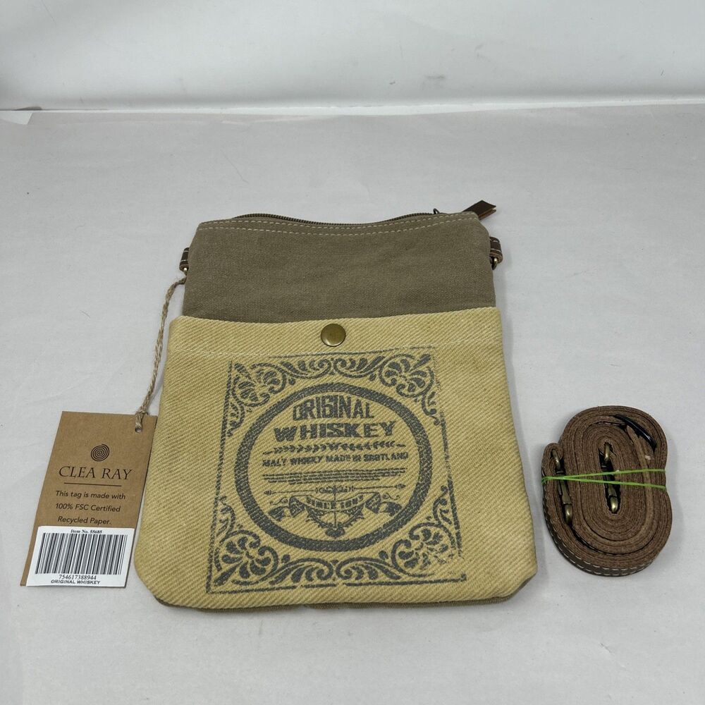 Clea Ray Original Whiskey Crossbody Bag Canvas Purse Repurposed Material New
